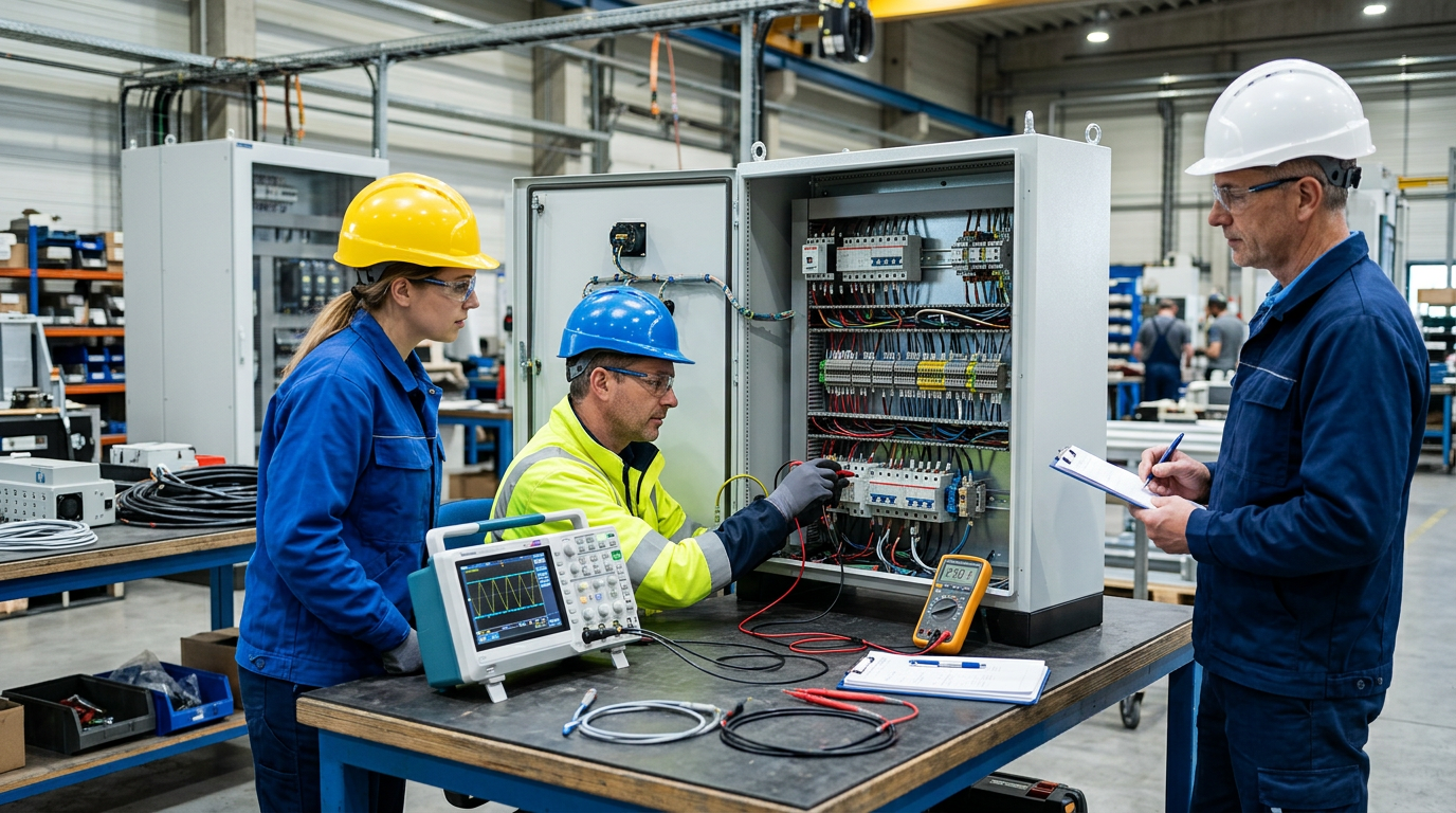 Electrical equipment witness testing in a shop
